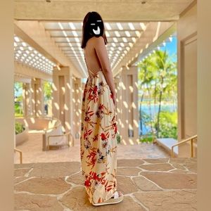 Orange floral maxi dress size small